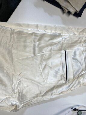 Like new Fleur Du Mal Pearl White Silk Wide Leg Tuxedo Pants High Rise Size L